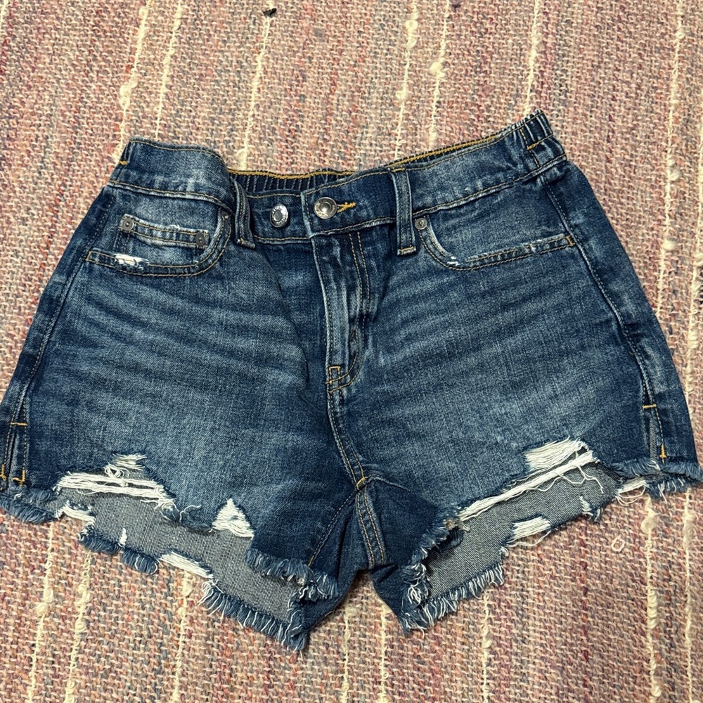 Aerie Dark Blue Distressed Jean Shorts